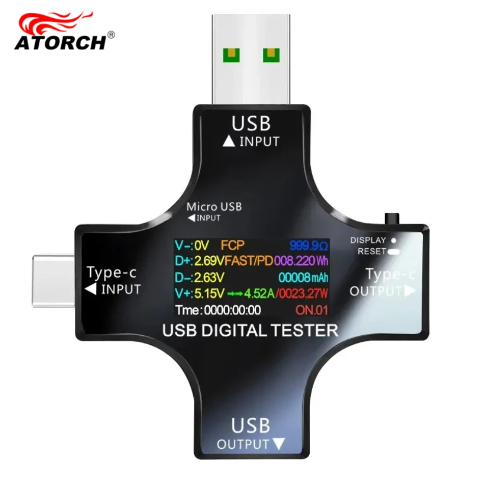 Power Supply Tester - เครื่องทดสอบ USB DC Type-C PD โวลต์มิเตอร์ดิจิตอล