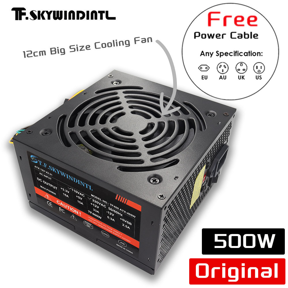 Power Supply 650W - พาวเวอร์ซัพพลาย ATX สำหรับคอมพิวเตอร์เกมมิ่งแบบตั้งโต๊ะ 500W สีดำ ราคาประหยัด